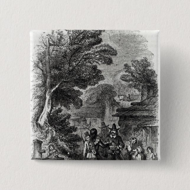 Samoset, the Indian Visitor 15 Cm Square Badge (Front)