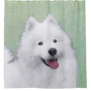 Samoyed 2 Painting - Cute Original Dog Art Shower Curtain
