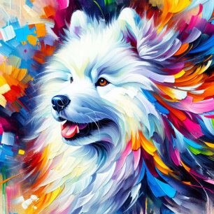 Samoyed Acrylic Print Colourful Vibrant Jigsaw Puzzle