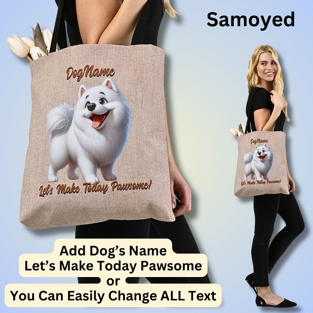 Samoyed - Add Dog's Name, Change Text Tote Bag (Creator Uploaded)