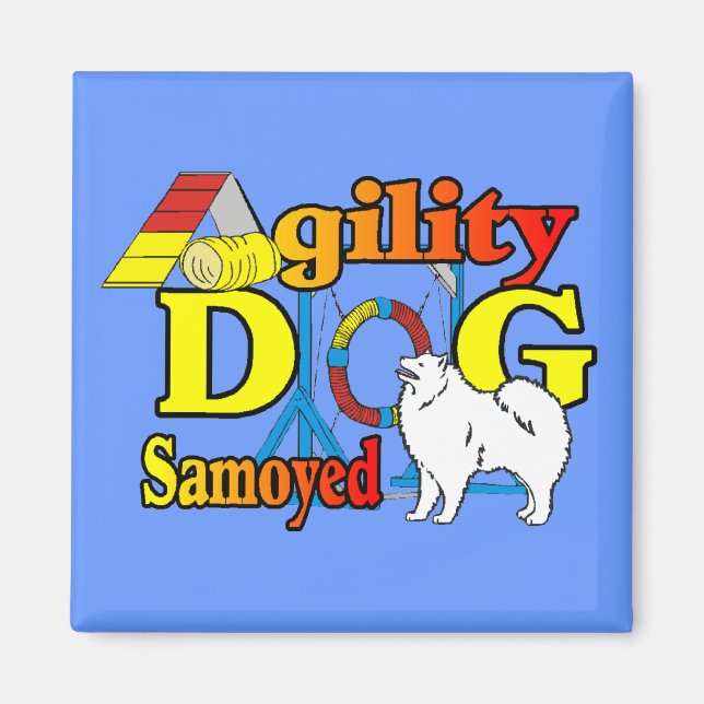 Samoyed Agility Gifts Magnet (Front)