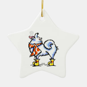 Samoyed American Eskimo Dog Snowflake Ceramic Ornament