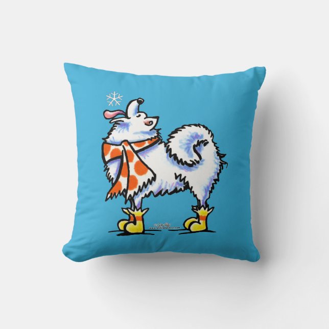 Samoyed American Eskimo Dog Snowflake Cushion (Front)