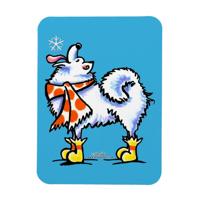 Samoyed American Eskimo Dog Snowflake Magnet (Vertical)