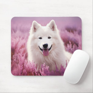 Samoyed and heather mouse pad