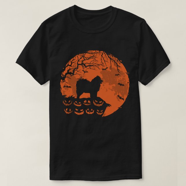 Samoyed And Moon Halloween Costume Funny Dog Lover T-Shirt (Design Front)