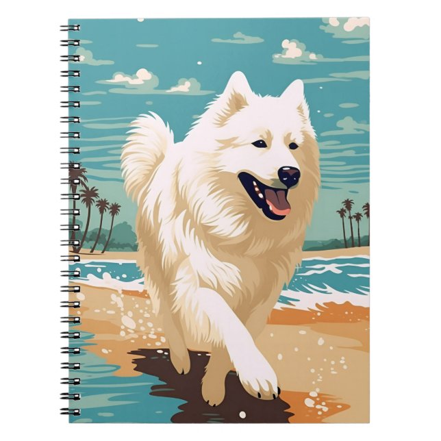 Samoyed at the beach notebook (Front)