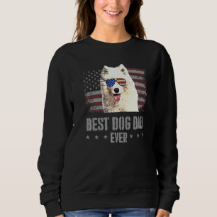 Samoyed Best Dog Dad Ever Retro Usa American Flag Sweatshirt