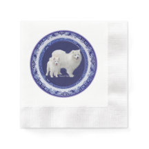 Samoyed Blue Willow Coin Paper Napkin