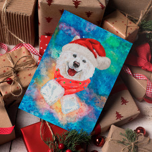 Samoyed Breed Dog Christmas Holiday Postcard