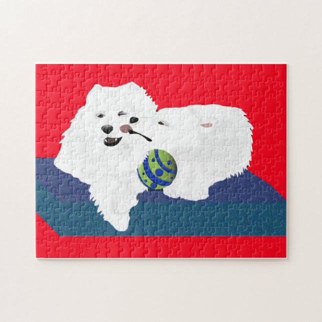 Samoyed Brothers Puzzel,  252 pieces Jigsaw Puzzle (Horizontal)