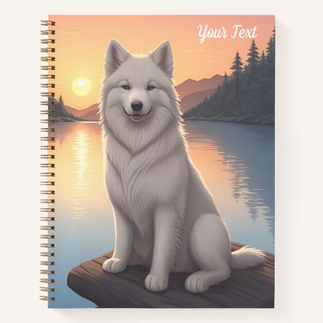 Samoyed by Lake Notebook (Front)