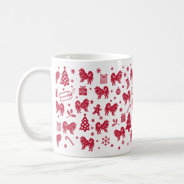 Samoyed Christmas Design Coffee Mug (Left)