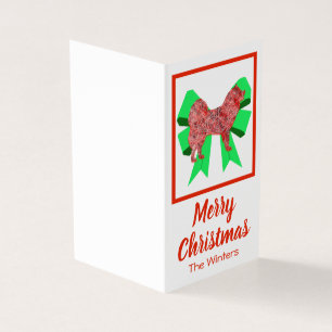 Samoyed Christmas Dog & Green Bow Card