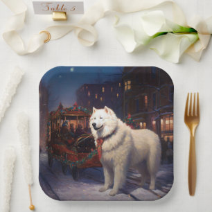 Samoyed Christmas Festive Season  Paper Plate
