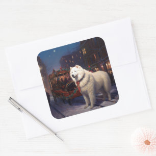 Samoyed Christmas Festive Season  Square Sticker