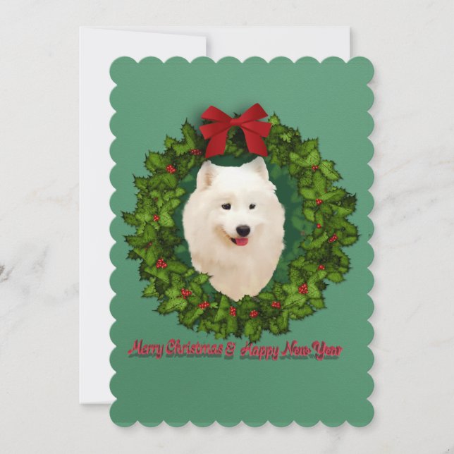 Samoyed Christmas Flat Card (Front)