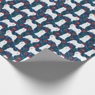 Samoyed Christmas Floral Wrapping Paper