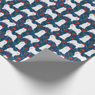 Samoyed Christmas Floral Wrapping Paper