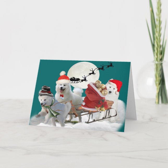 Samoyed Christmas Fun Holiday Card (Front)