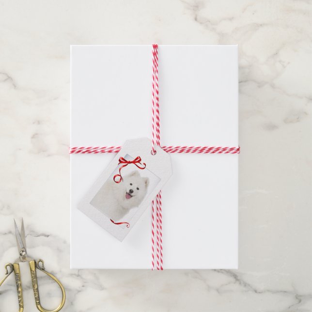 Samoyed Christmas Gift Tag (With Twine)
