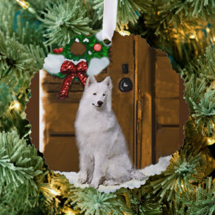 Samoyed Christmas Gifts Tree Decoration Card
