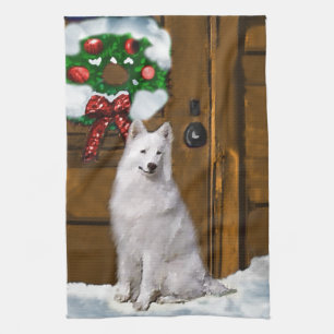 Samoyed Christmas Tea Towel