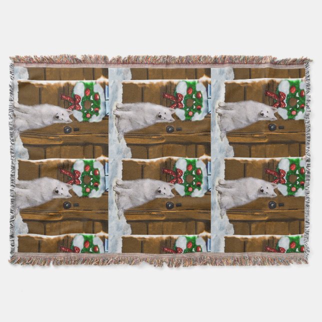 Samoyed Christmas Throw Blanket (Front)
