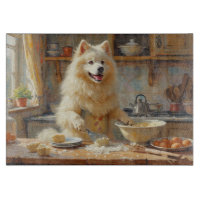 Samoyed Cooking in Kitchen