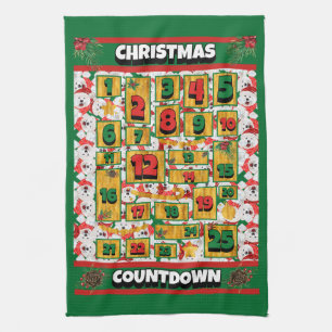 Samoyed Countdown Christmas Advent Calendar Dog Tea Towel