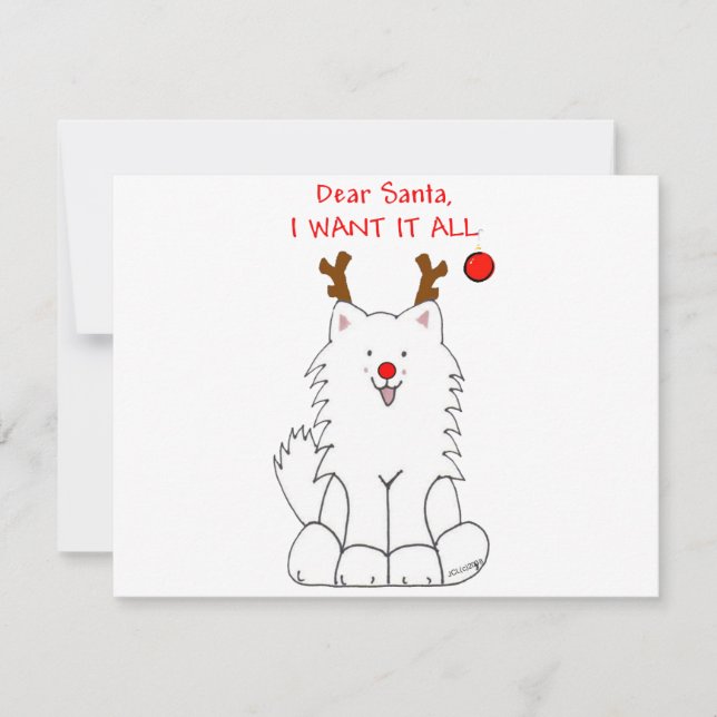 Samoyed Dear Santa Holiday Card (Front)