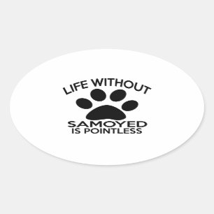 SAMOYED DESIGNS OVAL STICKER