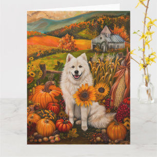 Samoyed Dog Autumn Harvest Thanksgiving Card