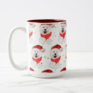 Samoyed Dog Breed Christmas Stars Two-Tone Coffee Mug