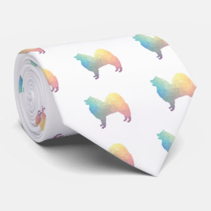 Samoyed Dog Breed Geo Silhouette Pastel Tie
