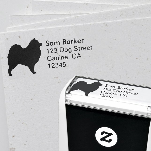 Samoyed Dog Breed Silhouette Return Address Self-inking Stamp (Creator Uploaded)