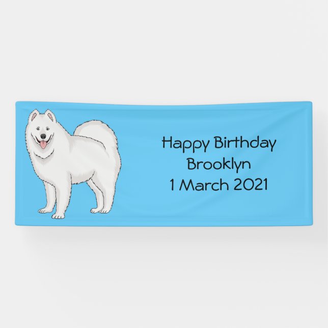 Samoyed dog cartoon illustration banner (Horizontal)