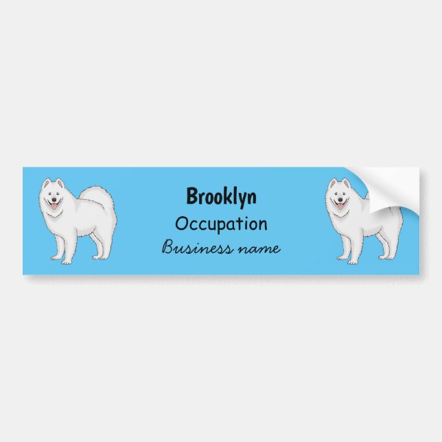 Samoyed dog cartoon illustration bumper sticker (Front)