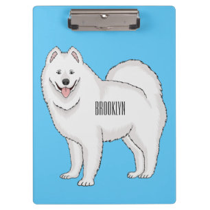 Samoyed dog cartoon illustration clipboard