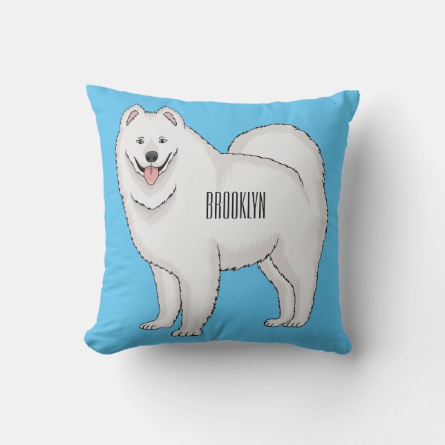 Samoyed dog cartoon illustration  cushion (Front)