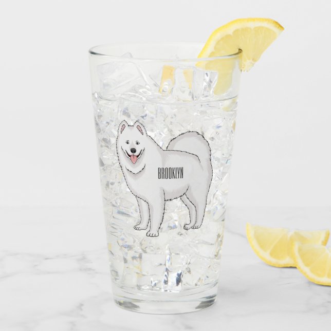 Samoyed dog cartoon illustration glass (Back Ice)