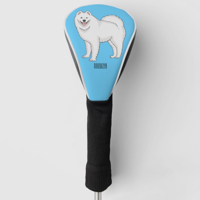 Samoyed dog cartoon illustration golf head cover (Front)
