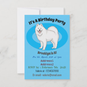 Samoyed dog cartoon illustration invitation