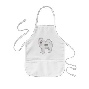 Samoyed dog cartoon illustration kids apron