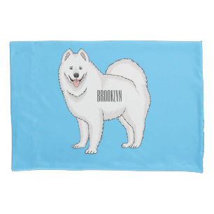 Samoyed dog cartoon illustration pillowcase