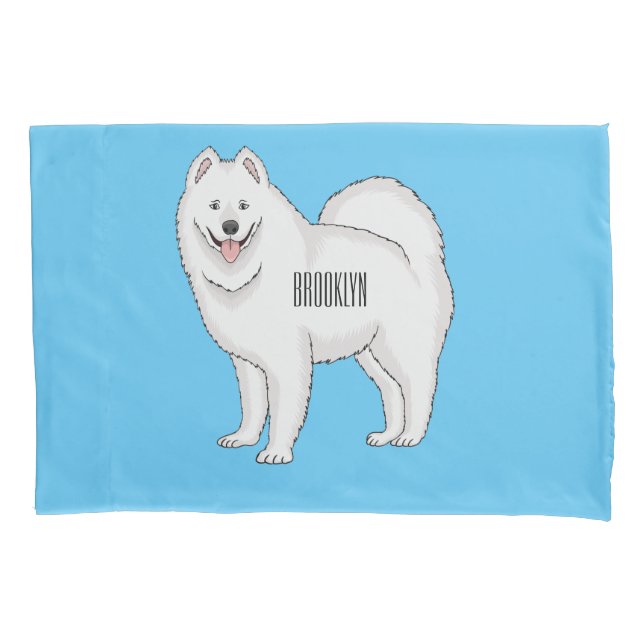 Samoyed dog cartoon illustration pillowcase (Front)