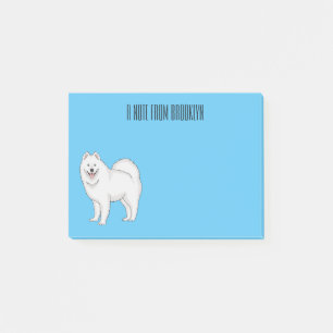 Samoyed dog cartoon illustration post-it notes