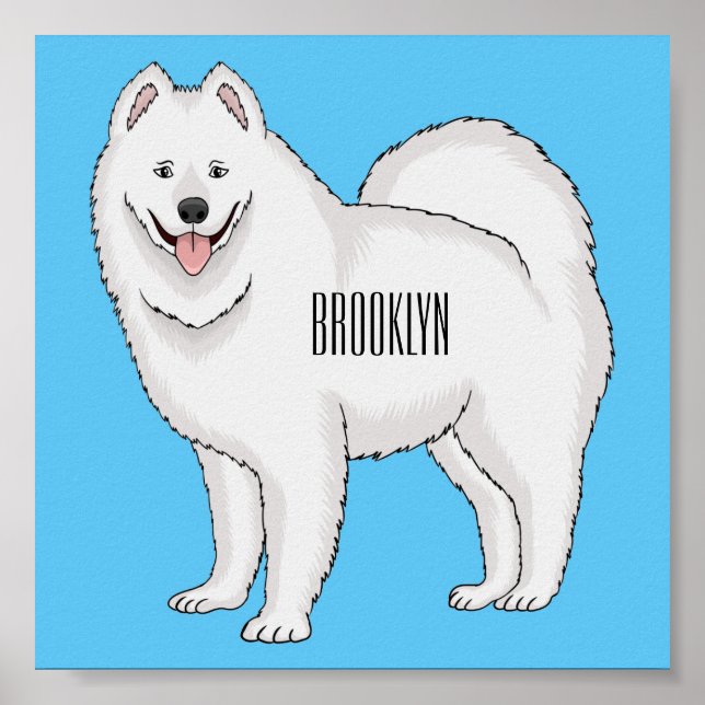 Samoyed dog cartoon illustration  poster (Front)