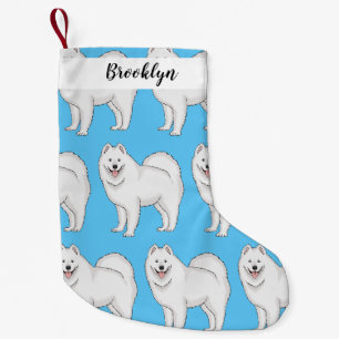 Samoyed dog cartoon illustration small christmas stocking