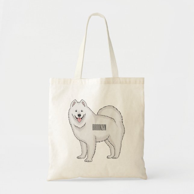 Samoyed dog cartoon illustration  tote bag (Front)